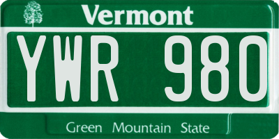 VT license plate YWR980