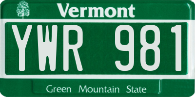 VT license plate YWR981