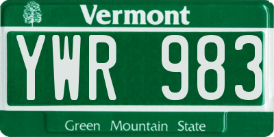 VT license plate YWR983