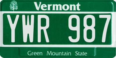 VT license plate YWR987