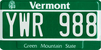 VT license plate YWR988