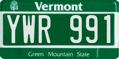 VT license plate YWR991