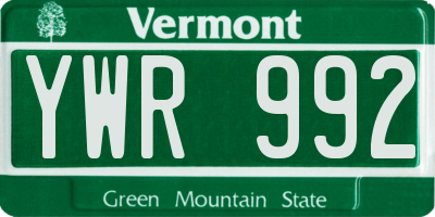 VT license plate YWR992