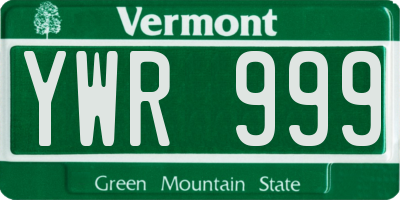 VT license plate YWR999