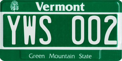 VT license plate YWS002