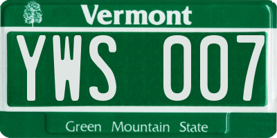 VT license plate YWS007