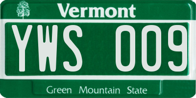 VT license plate YWS009
