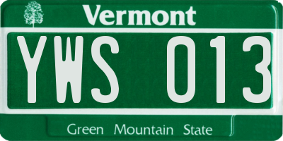 VT license plate YWS013