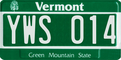 VT license plate YWS014