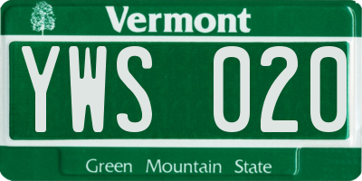 VT license plate YWS020