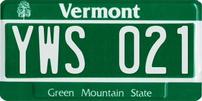VT license plate YWS021