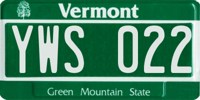 VT license plate YWS022