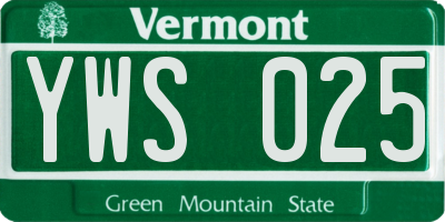 VT license plate YWS025