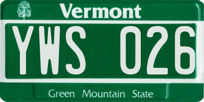 VT license plate YWS026