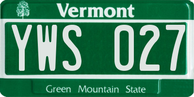VT license plate YWS027