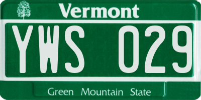 VT license plate YWS029