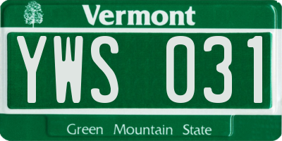 VT license plate YWS031