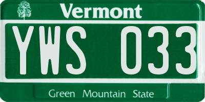 VT license plate YWS033