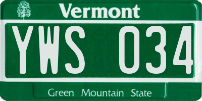 VT license plate YWS034