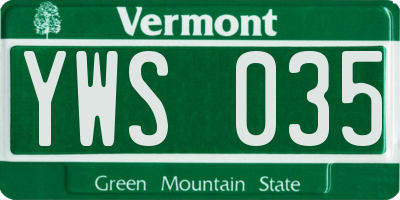 VT license plate YWS035