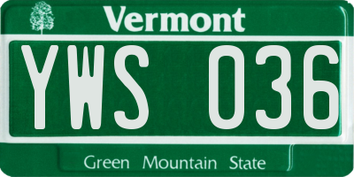 VT license plate YWS036