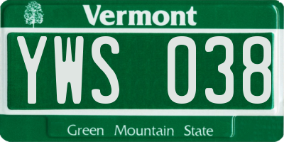 VT license plate YWS038