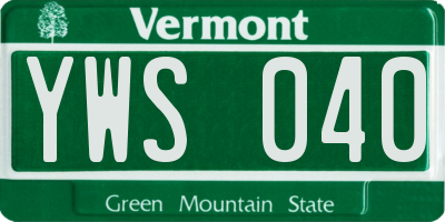 VT license plate YWS040