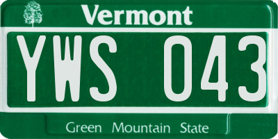 VT license plate YWS043