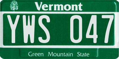 VT license plate YWS047