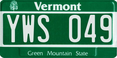 VT license plate YWS049