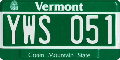 VT license plate YWS051