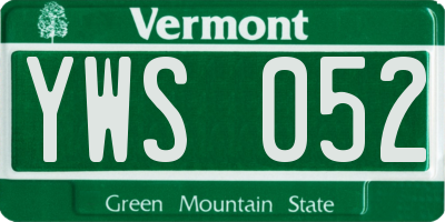 VT license plate YWS052