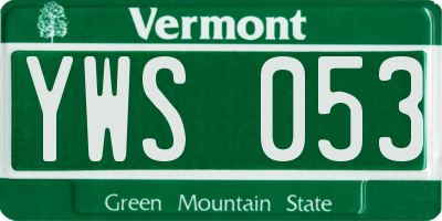 VT license plate YWS053