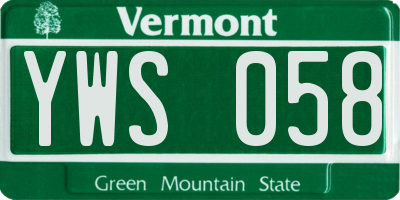 VT license plate YWS058