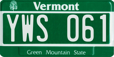 VT license plate YWS061