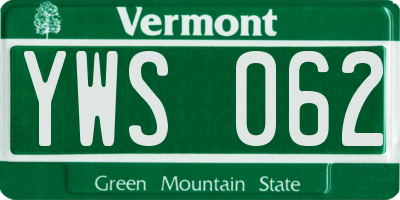 VT license plate YWS062