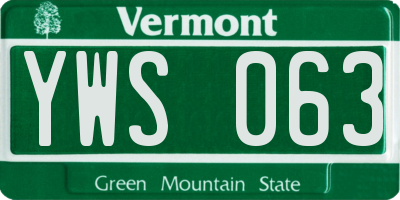 VT license plate YWS063