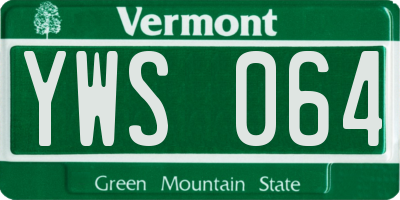 VT license plate YWS064
