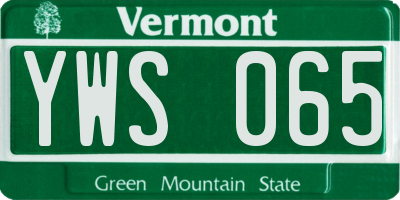 VT license plate YWS065