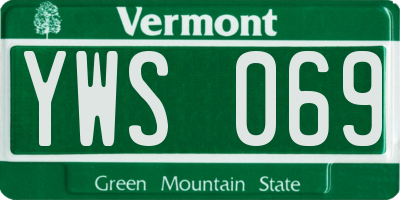 VT license plate YWS069