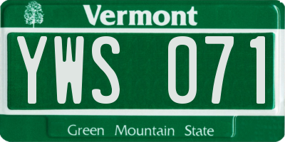 VT license plate YWS071