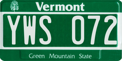 VT license plate YWS072