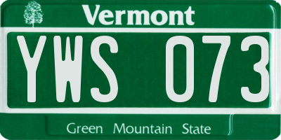 VT license plate YWS073