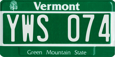 VT license plate YWS074