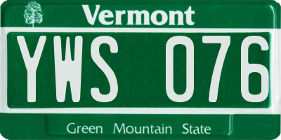 VT license plate YWS076