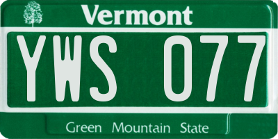 VT license plate YWS077