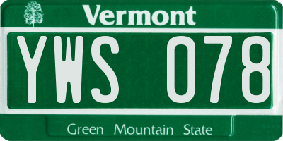 VT license plate YWS078