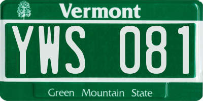VT license plate YWS081