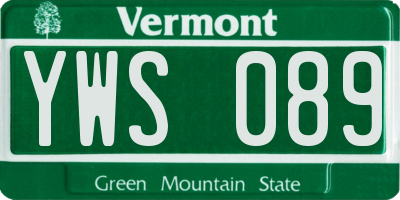 VT license plate YWS089