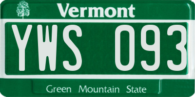 VT license plate YWS093